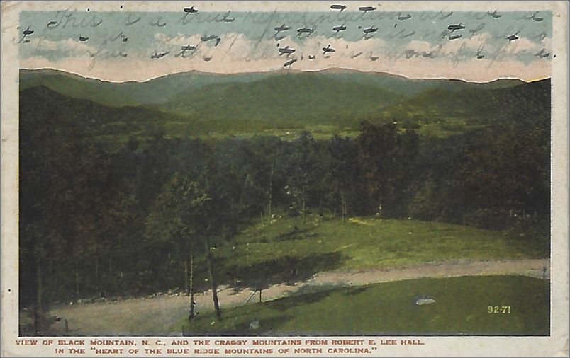 View of Black Mountain NC and the Craggy Mountains from Robert E Lee Hall, in the 