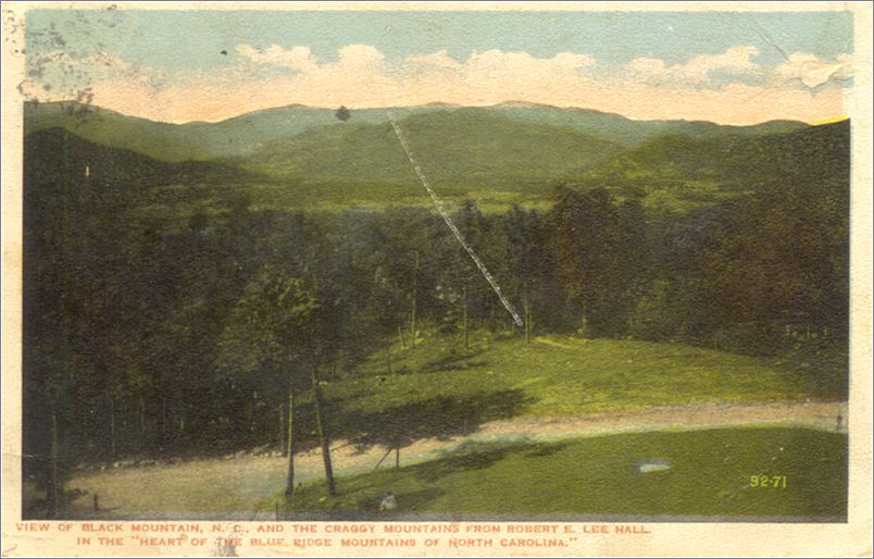 View of Black Mountain NC and the Craggy Mountains from Robert E Lee Hall, in the 