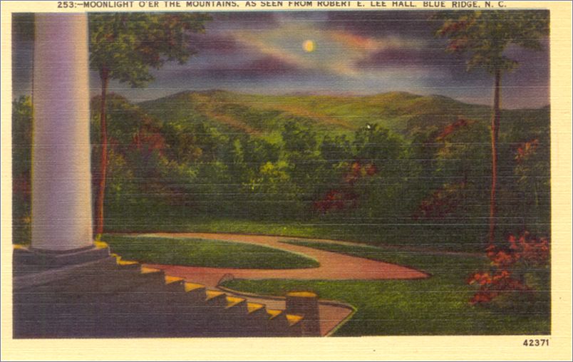Moonlight O'er the Mountains, as seen from Robert E Lee Hall, Blue Ridge NC apc253b01-f