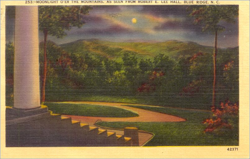 Moonlight O'er the Mountains, as seen from Robert E Lee Hall, Blue Ridge NC apc253b02-f