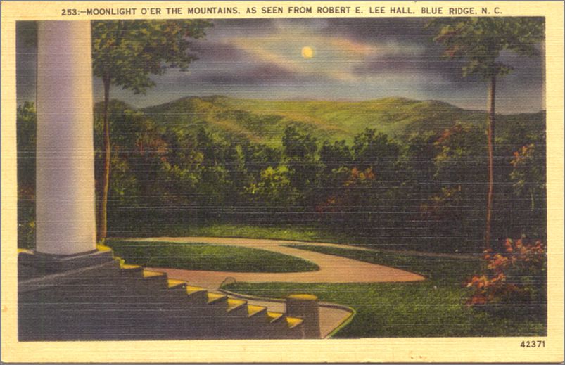 Moonlight O'er the Mountains, as seen from Robert E Lee Hall, Blue Ridge NC apc253c01-f