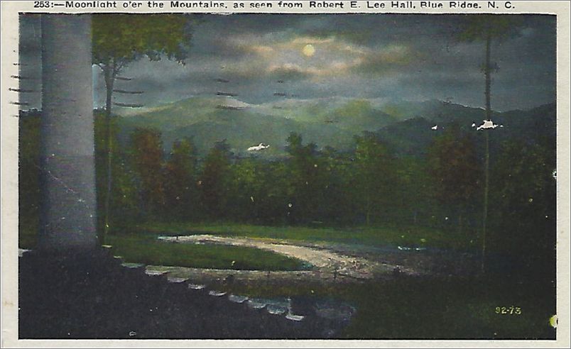 Moonlight O'er the Mountains, as seen from Robert E Lee Hall, Blue Ridge NC apc253d01-f