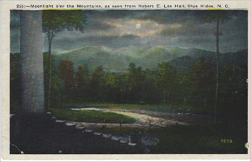 Moonlight O'er the Mountains, as seen from Robert E Lee Hall, Blue Ridge NC apc253d02-f