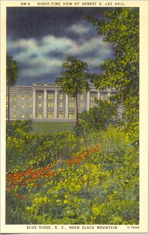 Night-time View of Robert E Lee Hall, Blue Ridge NC, near Black Mountain apcbm06a01-f