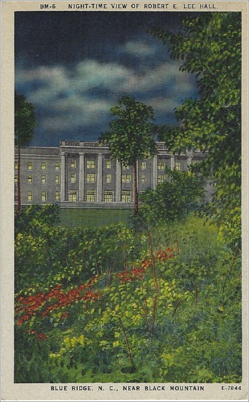 Night-time View of Robert E Lee Hall, Blue Ridge NC, near Black Mountain apcbm06a02-f