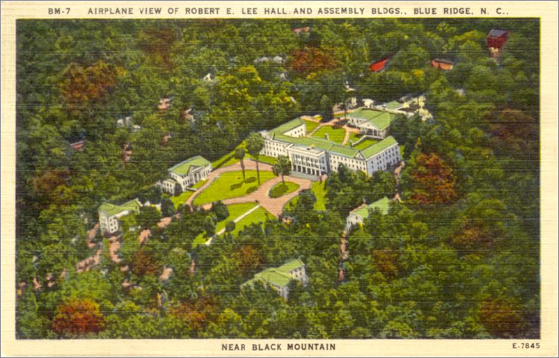 Airplane View of Robert E Lee Hall and Assembly Bldgs, Blue Ridge NC, near Black Mountain apcbm07a03-f