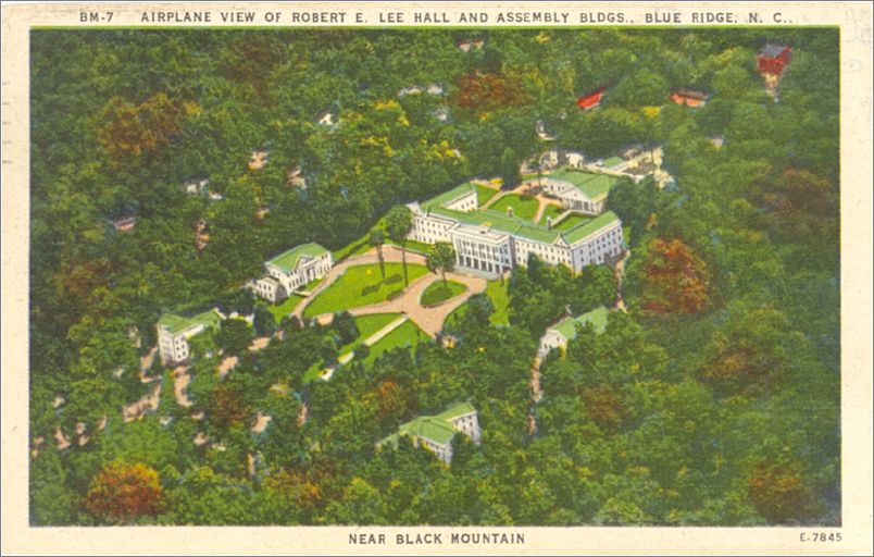 Airplane View of Robert E Lee Hall and Assembly Bldgs, Blue Ridge NC, near Black Moutain  apcbm07a04-f
