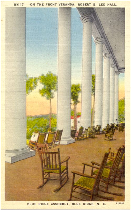 On the Front Veranda, Robert E Lee Hall, Blue Ridge Assembly, Blue Ridge NC apcbm17a01-f