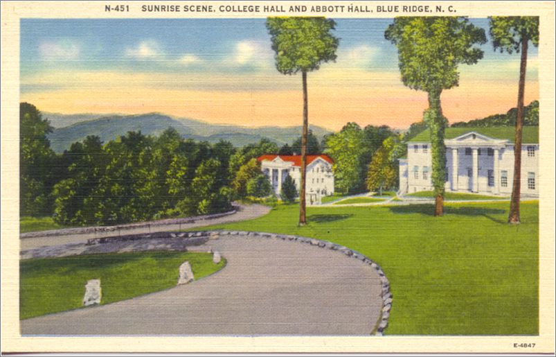 Sunrise Scene, College Hall and Abbott Hall, Blue Ridge NC apcn451a01-f