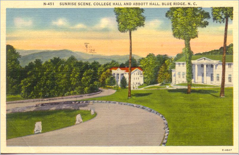 Sunrise Scene, College Hall and Abbott Hall, Blue Ridge NC apcn451a02-f