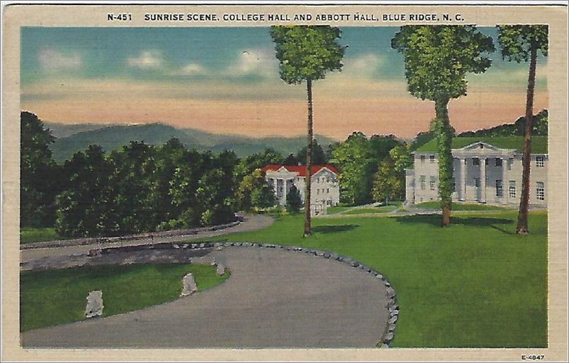 Sunrise Scene, College Hall and Abbott Hall, Blue Ridge NC apcn451a04-f