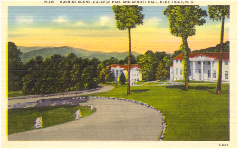 Sunrise Scene, College Hall and Abbott Hall, Blue Ridge NC apcn451b01-f