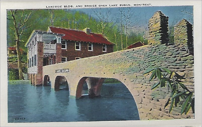    Lakeside Bldg. and Bridge over Lake Susan, Montreat apcxf001a01-14