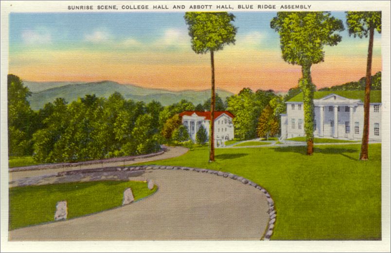    Sunrise Scene, College Hall and Abbott Hall, Blue Ridge Assembly apcxf002a01-05