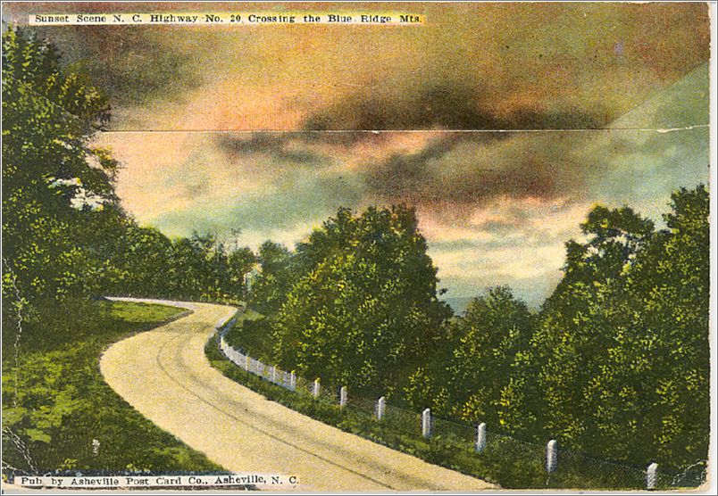    (back of folder) Sunset Scene NC Highway No. 20 crossing the Blue Ridge apcxf004a01-02