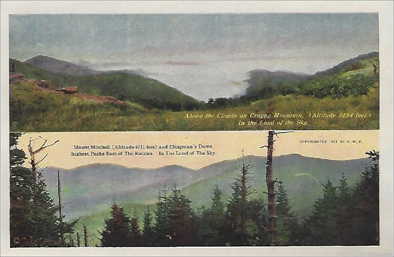   Above the Clouds on Craggy Mountain (Altitude 5494 feet) In the Land of the Sky / Mount Mitchell (Altitude 6711 feet) and Clingman's Dome, highest Peaks East of the Rockies In the Land of the Sky bbcxf002a01-08