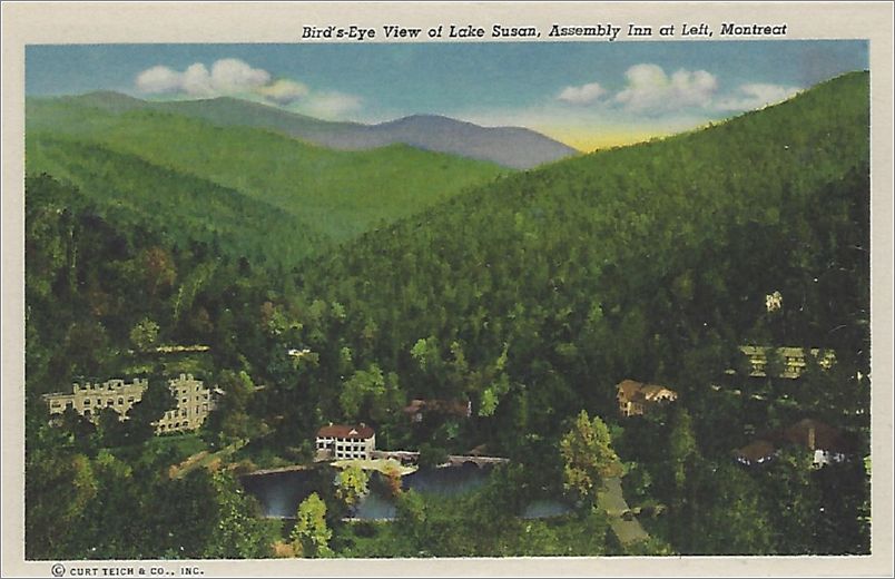    Bird's-eye View of Lake Susan, Assembly Inn at left, Montreat hnmxf0001a01-06