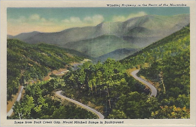    Winding Highway in the Heart of the Mountains, Scene from Buck Creek Gap, Mount Mitchell Range in Background hnmxf0001a01-20