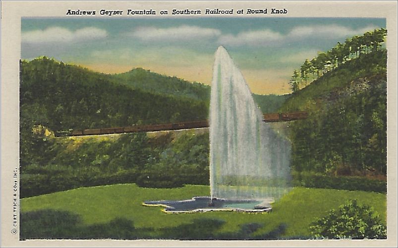    Andrews Geyser on Southern Railroad at Round Knob hnmxf0001a01-21