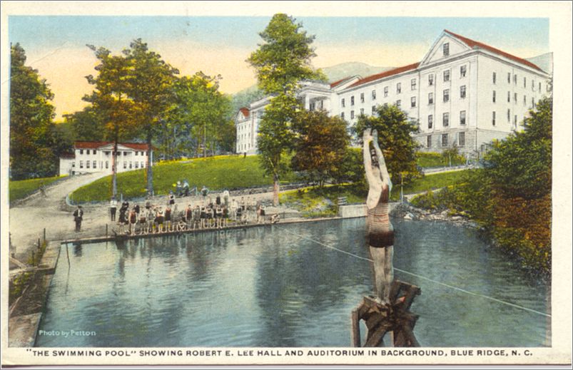 The Swimming Pool, showing Robert E Lee Hall and Auditorium in background, Blue Ridge NC spc0b274-r80532-a01-f