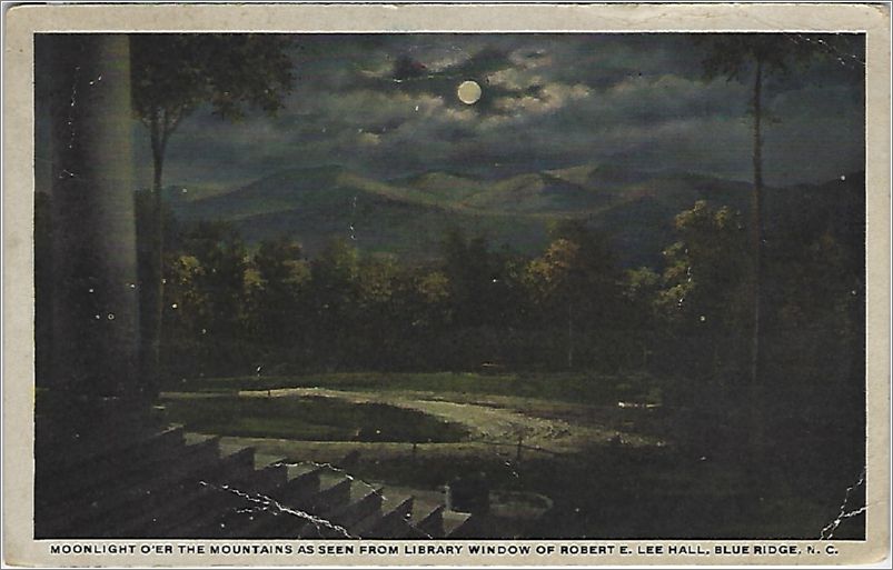 Moonlight O'er the Mountains as seen from Library Window of Robert E Lee Hall, Blue Ridge NC spc0b423-r78342-a01-f