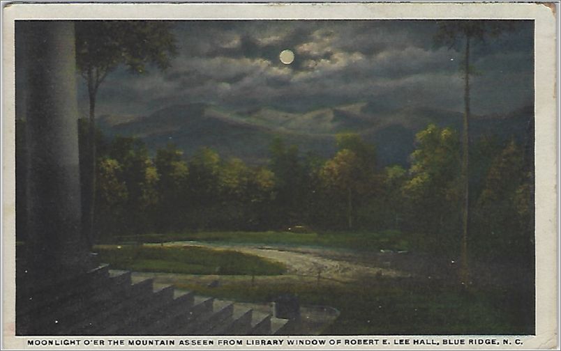 Moonlight O'er the Mountains as seen from Library Window of Robert E Lee Hall, Blue Ridge NC spc0b423-r78342-b01-f