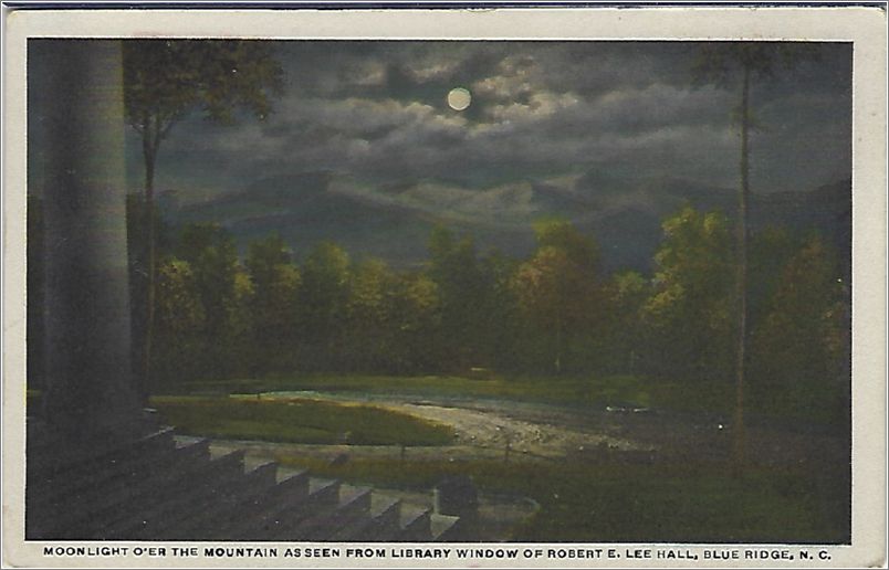 Moonlight O'er the Mountains as seen from Library Window of Robert E Lee Hall, Blue Ridge NC spc0b423-r78342-b02-f