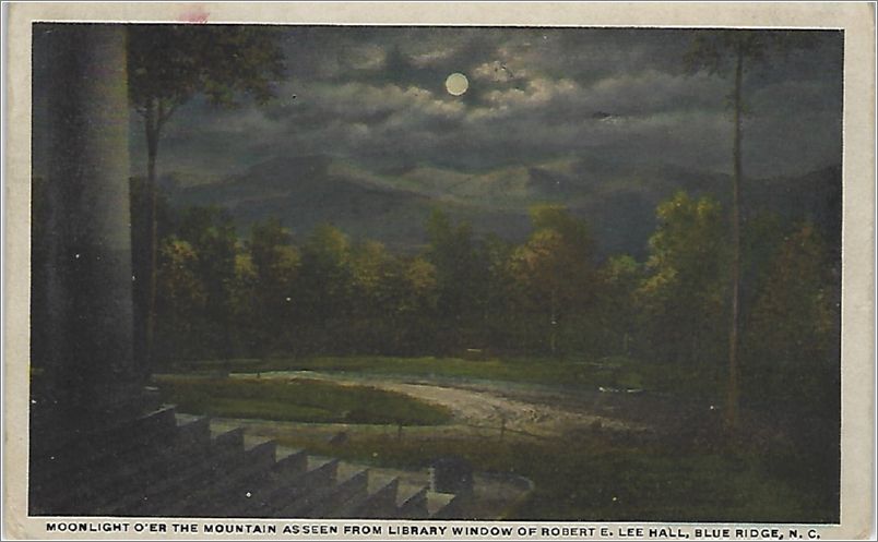 Moonlight O'er the Mountains as seen from Library Window of Robert E Lee Hall, Blue Ridge NC spc0b423-r78342-b03-f