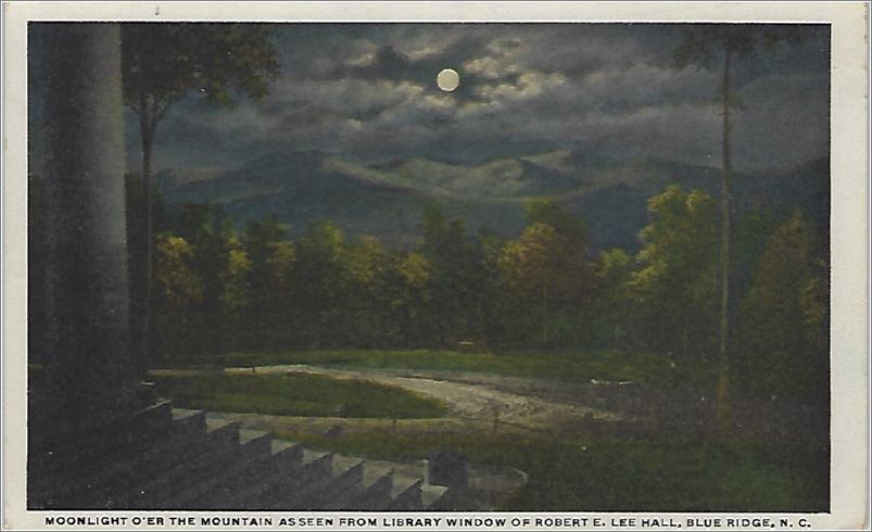 Moonlight O'er the Mountains as seen from Library Window of Robert E Lee Hall, Blue Ridge NC spc0b423-r78342-b04-f