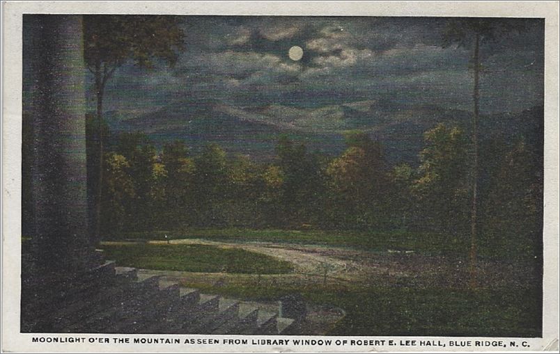 Moonlight O'er the Mountains as seen from Library Window of Robert E Lee Hall, Blue Ridge NC spc0b423-r78342-b05-f