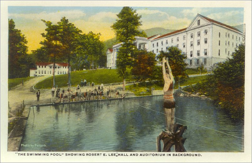    The Swimming Pool, show Robert E Lee Hall and Auditorium in background spcxf001a01-07
