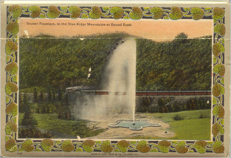    (back of folder) Geyser Fountain, in the Blue Ridge Mountains at Round Knob spcxf002a01-02