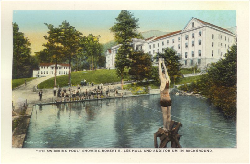      The Swimming Pool, showing Robert E Lee Hall and Auditorium in Background spcxf003a01-07