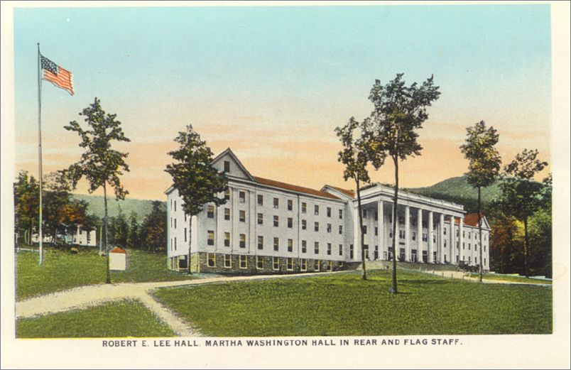      Robert E Lee Hall, Martha Washington Hall in rear and Flag Staff spcxf003a01-17