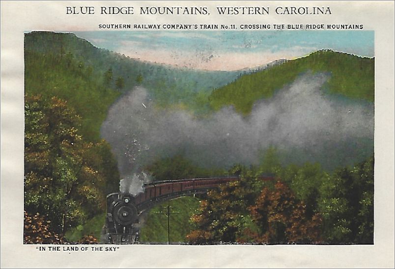     Blue Ridge Mountains Western Carolina, Southern Railway Train No. 11, Crossing the Blue Ridge Mountains 