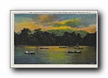 Click to enlarge Sunset and Boating on Lake, Blue Ridge, near Black Mountain NC