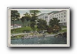 Click to enlarge Robert E Lee Hall and Swimming Pool, Blue Ridge NC (signed by WD Weatherford, mass mailing)