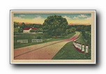 Click to enlarge (unmarked) paved road through farm (card has no APC number)