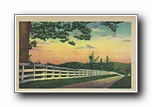 Click to enlarge (unmarked) road next to white wooden fence (card has no APC number)