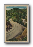 Click to enlarge US Highway No. 70 Descending the Mountain near Point Lookout, Western North Carolina (vertical, with cars; card says Highway 70)