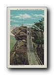 Click to enlarge The Last Stairway to Top of Chimney Rock, Western North Carolina (flag pole, no flag, people on stairs)