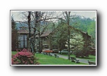 Click to enlarge Spring-time scene showing Anderson Auditorium, Montreat NC