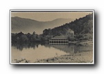 Click to enlarge Black Mountain College, Black Mountain, North Carolina, View across Lake toward dining hall. Blue Ridge Mountains in the background. There is a view of Mount Mitchell from the dining hall (BMC - Lake Eden location)
