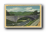 Click to enlarge Blue Ridge Parkway Bridge over State Highway No. 80 at Buck Creek Gap, Elev. 3,355 ft. / Western North Carolina, Black Brothers Rane in Background