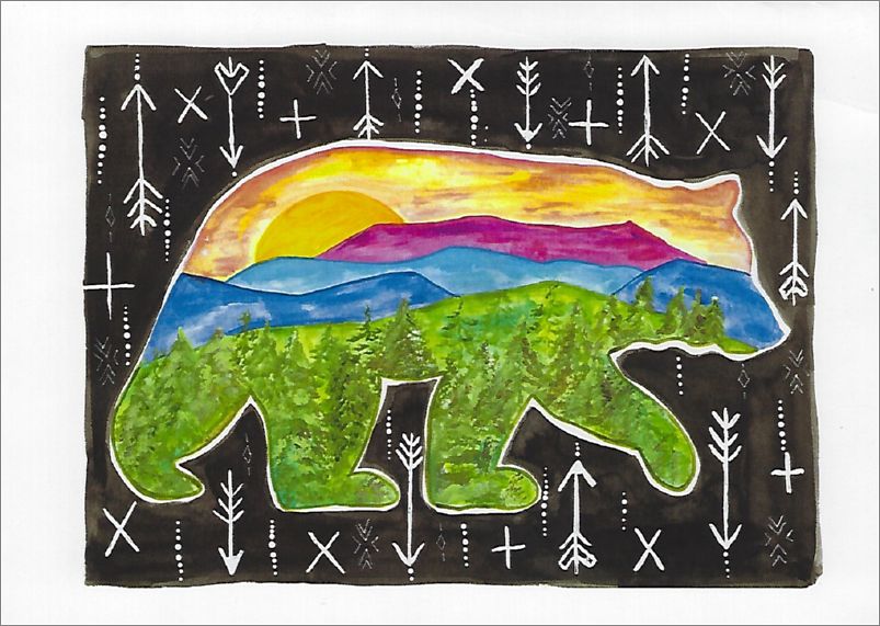 YMCA Blue Ridge Assembly (artwork, bear, folded card) unk029a01-f