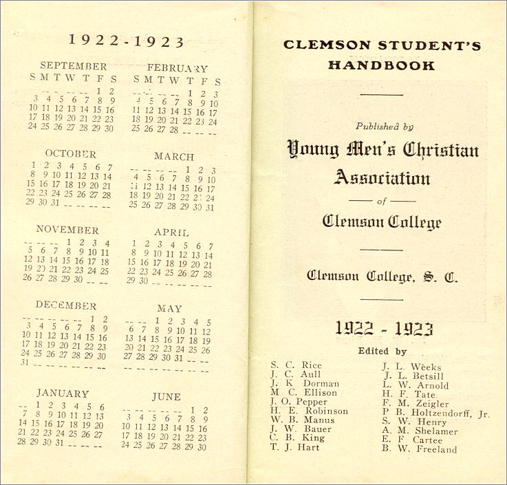 1922-23 Clemson College YMCA Handbook (title page) x05-clem1922-02