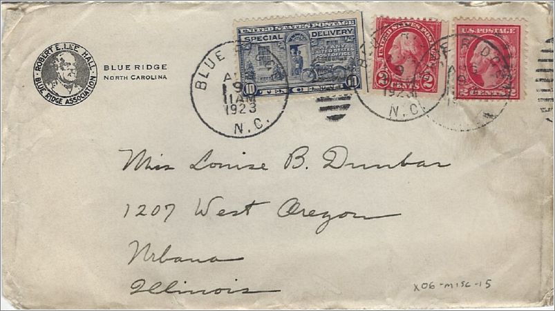Envelope Robert E Lee Hall, Blue Ridge NC (PM: Blue Ridge NC) x06-misc-15-f