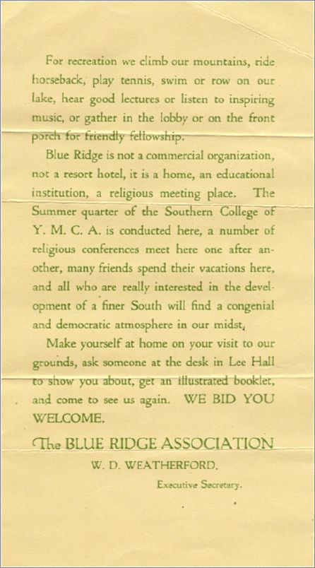 Welcome leaflet from scrapbook (1927) x07-lbrown1927-15