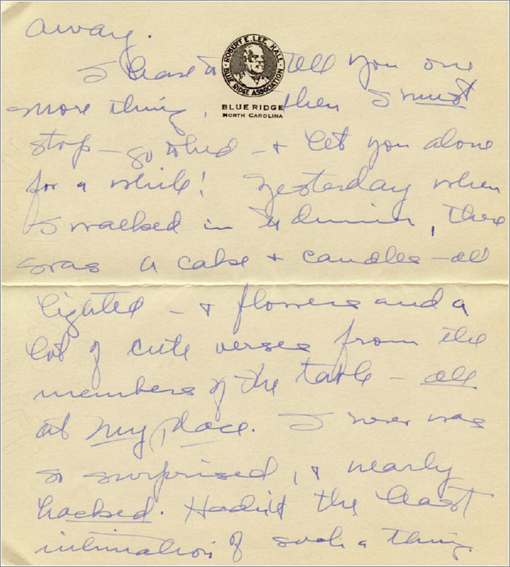 Corneilla McCram, letter sent from Blue Ridge, postmarked Aug 16 1927 (page 3) x10-mccarm1927-05