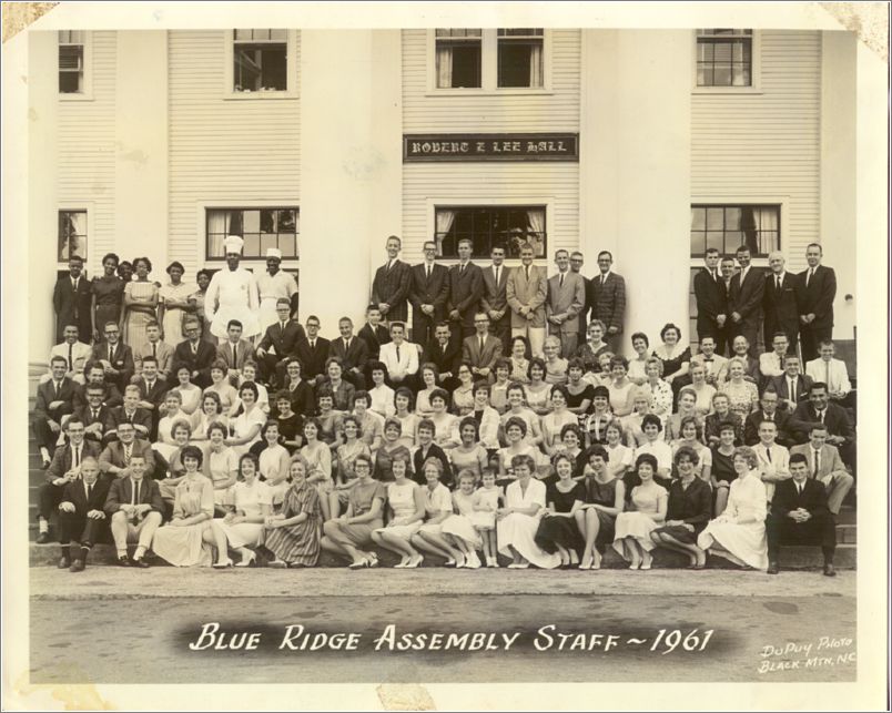 Barbara Carlton summer 1961 papers: Blue Ridge Assembly Staff 1961 photo (front) x11-bcarlton1961-02